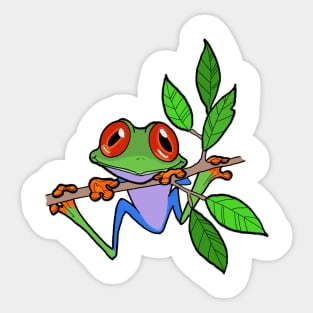 Adorable Tree Frog Sitting On A Branch Sticker